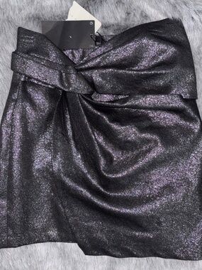 Zara Woman - Metallic Silver Knotted Skirt Size: XS NWT